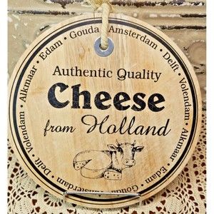 Authentic Quality Cheese from Holland Wood Cutting Board Delftware Holland 9"